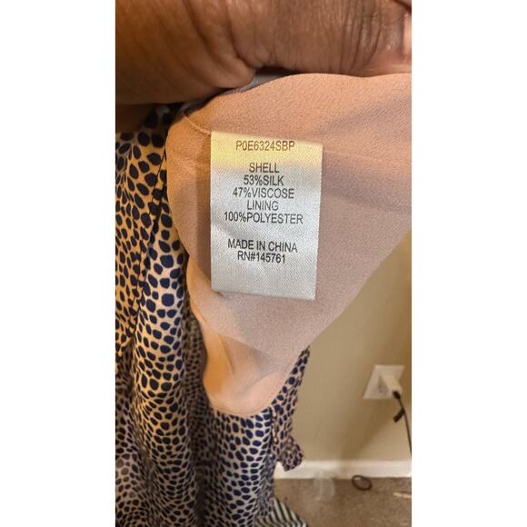 Parker Dress Purple Polka Dot Print Silk Blend Puff Sleeve Faux Wrap Midi Size 4 - Picture 5 of 5